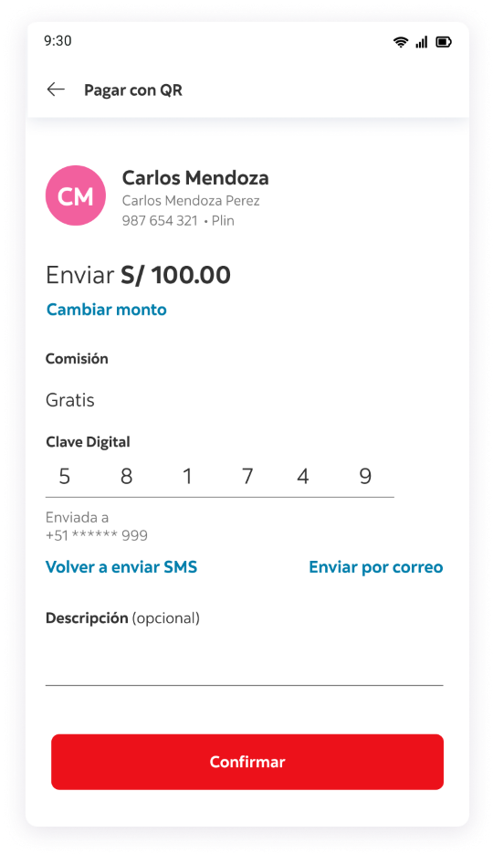 4. Confirma los datos de la operación